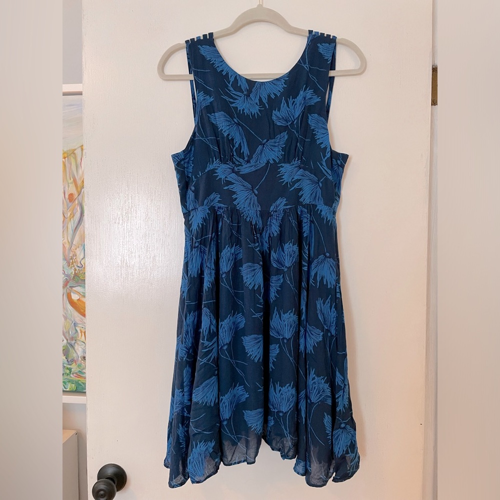 Maple navy and cobalt rayon dress